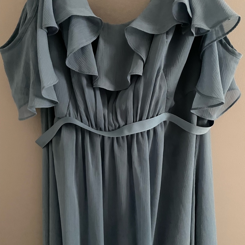 David’s Bridal Steel Blue Bridesmaid dress